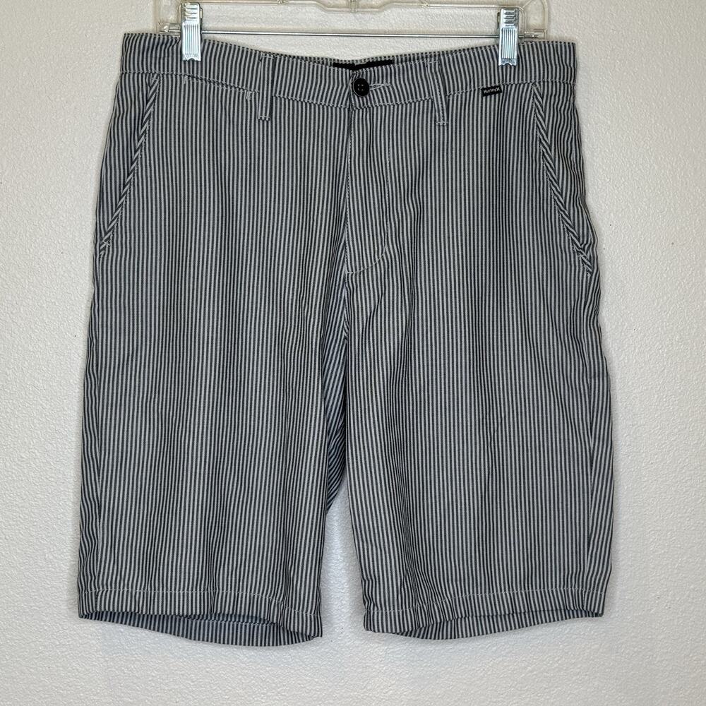 Hurley Chino Shorts Mens‎ Size 30 Blue Stripe Lightweight Cotton Blend Classic